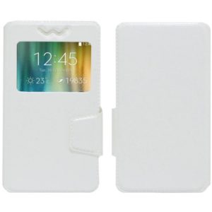 Θήκη Book Ancus S-View Elastic Universal για Smartphone 4.9 - 5.2 με Παράθυρο Λευκή.