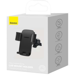 Baseus Car Mount Easy Control PRO Clamp Holder (Air Outlet Version) 4.7 - 6.7 inch Black (SUYK010101) (BASSUYK010101).