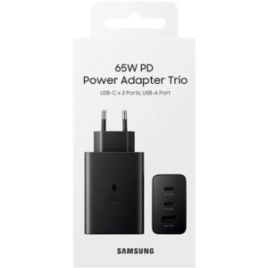 Φορτιστής Ταξιδίου Samsung T6530NBE Trio 2 x USB-C + USB PD3.0 65W 3A Μαύρος.( 3 άτοκες δόσεις.)