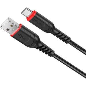 Καλώδιο σύνδεσης Hoco X59 Victory USB σε USB-C 3A με Εύκαμπτο Βύσμα και Braided Καλώδιο Μαύρο 1μ.