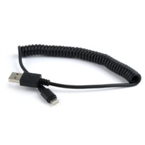 CABLEXPERT USB LIGHTNING SYNC AND CHARGING SPIRAL CABLE FOR IPHONE 1.5m BLACK CC-LMAM-1.5M