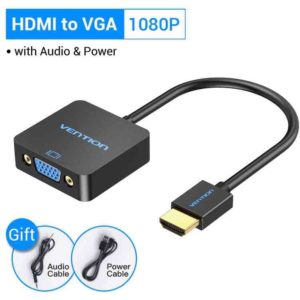 VENTION HDMI to VGA Converter with Female Micro USB and Audio Port 0.15M Black (ACRBB).