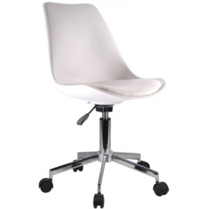 ArteLibre Καρέκλα Γραφείου ΚΥΒΕΛΗ Λευκό PU 48x55x82-92cm.( 3 άτοκες δόσεις.)