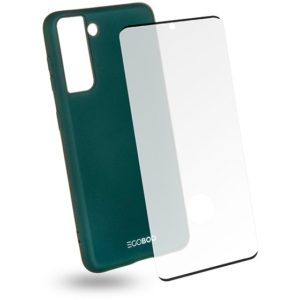EGOBOO Tempered Glass + Case Rubber TPU Ruby Green (Samsung S21 Ultra)