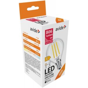 Avide LED Filament Σφαιρική 6W E14 360° Λευκό 4000K Υψηλής Φωτεινότητας.