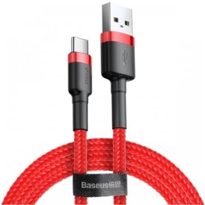 Baseus Cafule Braided USB 2.0 Cable USB-C male - USB-A male Κόκκινο 1m (CATKLF-B09) (BASCATKLFB09).