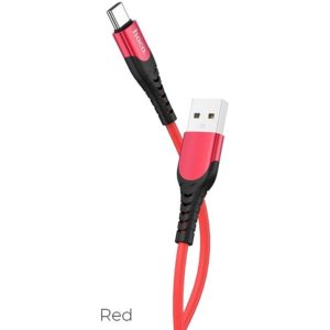 HOCO U80 COOL SILICONE CHARGING CABLE FOR TYPE-C, ΚΟΚΚΙΝΟ