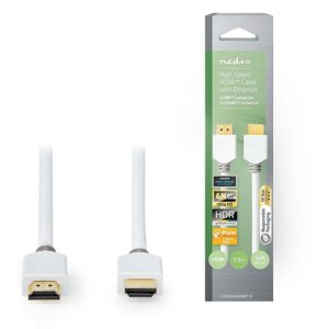NEDIS CVBW34000WT15 HIGH SPEED HDMI CABLE WITH ETHERNET 4K at 60Hz 18Gbps 1.50m White NEDIS.