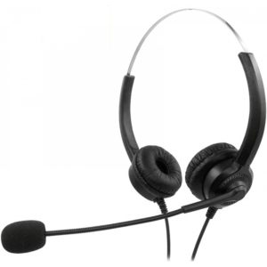 MediaRange Corded stereo headset with microphone and control panel, black (MROS304).
