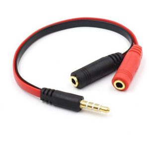 Headset Adapter 3.5mm 4-pin Stereo Splitter Audio (M) to Mic & Headset Jack (F)