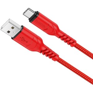 Καλώδιο σύνδεσης Hoco X59 Victory USB σε USB-C 2.4A με Εύκαμπτο Βύσμα και Braided Καλώδιο Κόκκινο 1m.