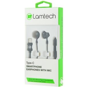 LAMTECH TYPE-C SMARTPHONE EARPHONES WITH MIC BLACK LAM021127