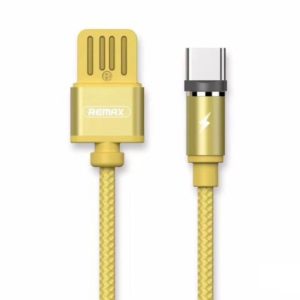 Remax Gravity RC-095a Magnetic USB / USB Type C Cable with LED Light 1M 1.5A Gold.
