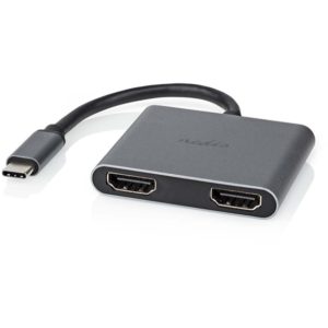 NEDIS CCGP64670BK01 USB MULTI-PORT ADAPTER USB-C MALE - 2x HDMI 0.10m BLACK NEDIS.( 3 άτοκες δόσεις.)