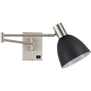 Home Lighting SE21-NM-52-MS2 ADEPT WALL LAMP Nickel Matt Wall lamp with Switcher and Black Metal Shade 77-8376( 3 άτοκες δόσεις.)
