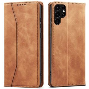 Magnet Fancy Case Case for Samsung Galaxy S22 Ultra Cover Card Wallet Card Stand Brown.