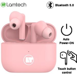 LAMTECH BLUETOOTH 5.0 TWS EARPHONES WITH CHARGING DOCK PINK LAM112839