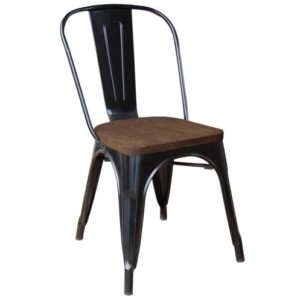 RELIX Wood Καρέκλα-Pro, Μέταλλο Βαφή Μαύρο, Απόχρωση Ξύλου Dark Oak 45x51x85cm Ε5191W,11.( 3 άτοκες δόσεις.)