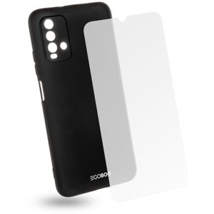 EGOBOO Tempered Glass + Case Rubber TPU Black (Xiaomi Redmi 9T)
