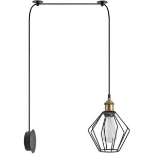 Home Lighting SE21-BR-10-BL1W-GR1 MAGNUM Bronze Metal Wall Lamp with Black Fabric Cable and Metal Grid 77-8886( 3 άτοκες δόσεις.)