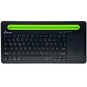 MediaRange Rechargeable Wireless Multi Device Bluetooth Keyboard with 78 keys, touchpad & Tablet slot (Black) (MROS131-GR).