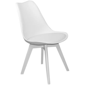 MARTIN Καρέκλα Ξύλο Άσπρο, PP Άσπρο Μονταρισμένη Ταπετσαρία 49x57x82cm ΕΜ136,140 (Σετ 4τεμ.).( 3 άτοκες δόσεις.)