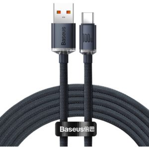 Baseus Crystal Shine Braided USB 2.0 Cable USB-C male - USB-A male Μαύρο 1.2m (CAJY000401)