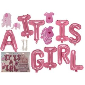Διακοσμητικό σετ γέννησης ροζ «It' s a girl».