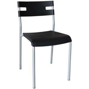 SWIFT Καρέκλα Στοιβαζόμενη Mέταλλο Βαφή Silver, PP Μαύρο 42x46x77cm ΕΜ912,2 (Σετ 8τεμ.).( 3 άτοκες δόσεις.)