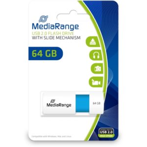 MediaRange USB 2.0 flash drive, color edition, light blue, 64GB (MR974).