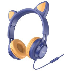 Ακουστικά Stereo Hoco W36 Cat ear με Μικρόφωνο 3.5mm Μπλε.