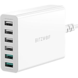 BlitzWolf Σταθμός Φόρτισης 60W Dual QC3.0 6-Ports Desktop USB Smart Charger Adapter - Άσπρο (BW-S15).