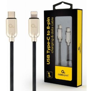 CABLEXPERT USB TYPE-C TO 8-PIN 18W CHARGING AND DATA CABLE 1M BLACK RETAIL PACK CC-USB2PD18-CM8PM-1M