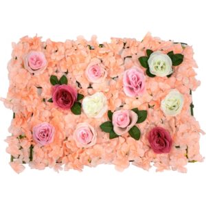 GloboStar 78306 Συνθετικό Πάνελ Λουλουδιών - Κάθετος Κήπος Τριαντάφυλλο - Ορτανσία Μ60 x Υ40 x Π7cm.