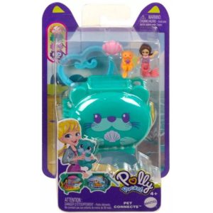 Mattel Polly Pocket Mini: Pet Connects - Otter Compact Playset (HKV48).