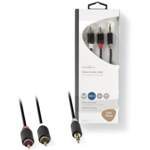 NEDIS CABW22200AT10 Stereo Audio Cable 3.5 mm Male - 2x RCA Male 1.0 m Anthracit NEDIS.