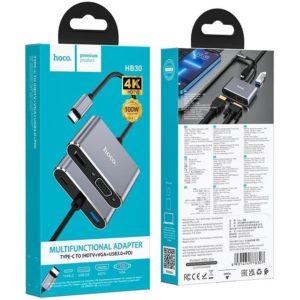 HOCO HB30 HUB 4 ΣΕ 1 TYPE-C MULTI-FUNCTION C /HDMI VGA/USB3.0/PD)..