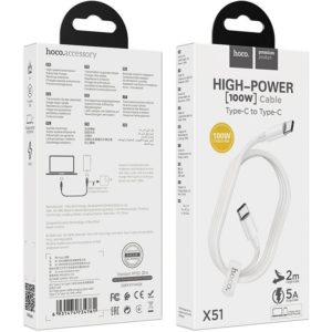 HOCO X51 ΚΑΛΩΔΙΟ ΦΟΡΤΙΣΗΣ HIGH-POWER 100W CHARGING DATA CABLE TYPE-C TO TYPE-C(L=2M)..