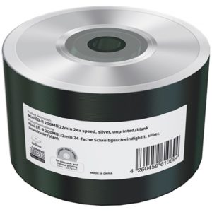 MediaRange Mini CD-R 22' 200MB 24x Silver Unprinted/Blank Shrink50 (MR258).