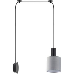 Home Lighting SE21-BL-4-NM1W-SH2 ADEPT TUBE Black Matt Wall Lamp Gray Fabric Shade 77-8811( 3 άτοκες δόσεις.)