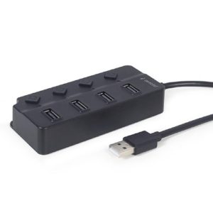 GEMBIRD USB 2.0 4-PORT HUB WITH SWITCHES BLACK UHB-U2P4P-01