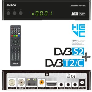 Edision Δορυφορικός Αποκωδικοποιητής Piccollino Full HD (1080p) DVB-C / DVB-S2 / DVB-T2 με Λειτουργία Εγγραφής PVR σε Μαύρο Χρώμα 5200378402436( 3 άτοκες δόσεις.)