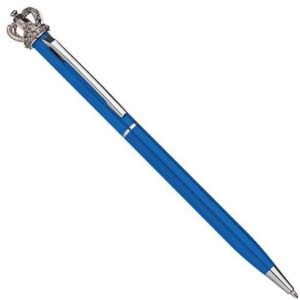Στυλό μεταλλικό με κορώνα μπλε.