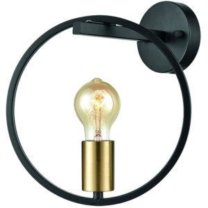 Home Lighting KQ 9016-1W HOOP WALL LAMP BLACK & BRUSHED BRASS 77-8175( 3 άτοκες δόσεις.)