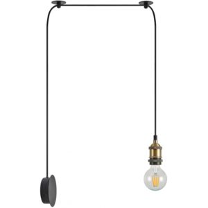 Home Lighting SE21-BR-10-BL1W MAGNUM Bronze Metal Wall Lamp with Black Fabric Cable 77-8883