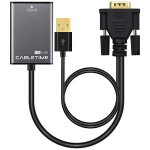 CABLETIME αντάπτορας HDMI σε VGA & USB AV582, 1080p, 0.15m, μαύρος 5210131039182.