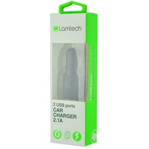 LAMTECH METAL 2 USB 2,1A CAR CHARGER FOR MOBILE PHONES BLACK LAM081741