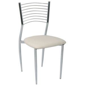 VIVIAN Καρέκλα Μέταλλο Χρώμιο, PVC Εκρού 40x44x83cm ΕΜ935,1 (Σετ 6τεμ.).( 3 άτοκες δόσεις.)