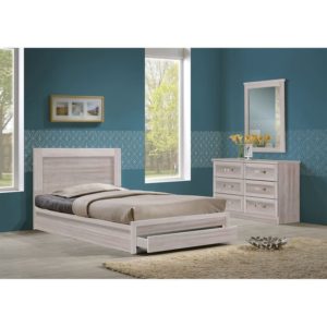 LIFE Κρεβάτι Μονό με Συρτάρι, για Στρώμα 90x200cm, Απόχρωση White Wash 99x207x93cm ΕΜ3633,5.( 3 άτοκες δόσεις.)