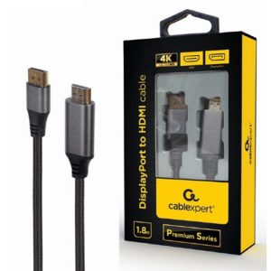 CABLEXPERT DISPLAYPORT TO HDMI CABLE PREMIUM SERIES 4K 1,8M RETAIL PACK CC-DP-HDMI-4K-6